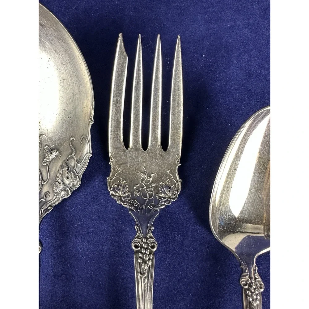 1847 Rogers/International VINTAGE Grape Silverplate Serving Spoon Fork & Spoon